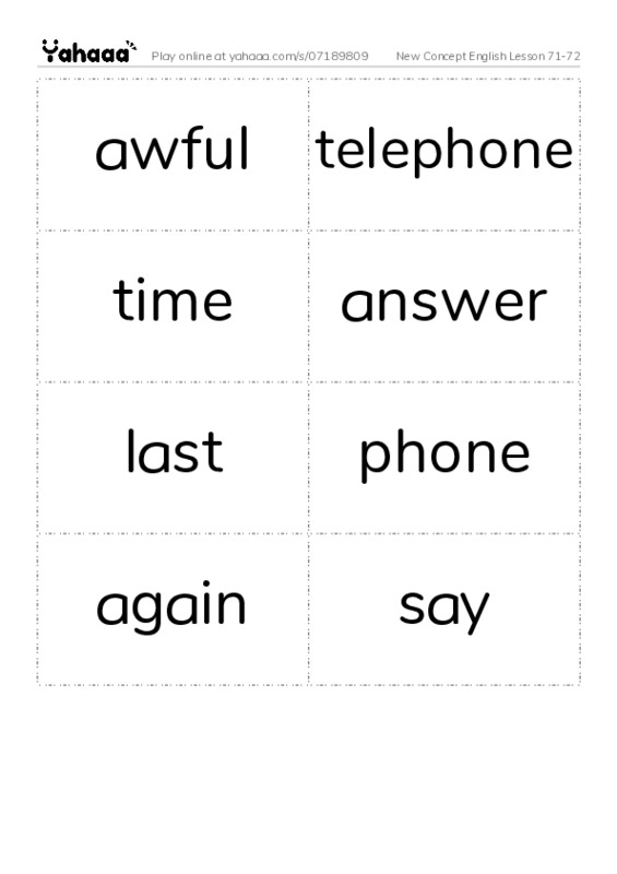 New Concept English Lesson 71-72 PDF two columns flashcards
