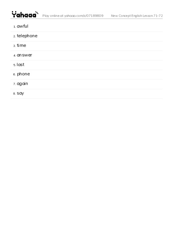 New Concept English Lesson 71-72 PDF words glossary