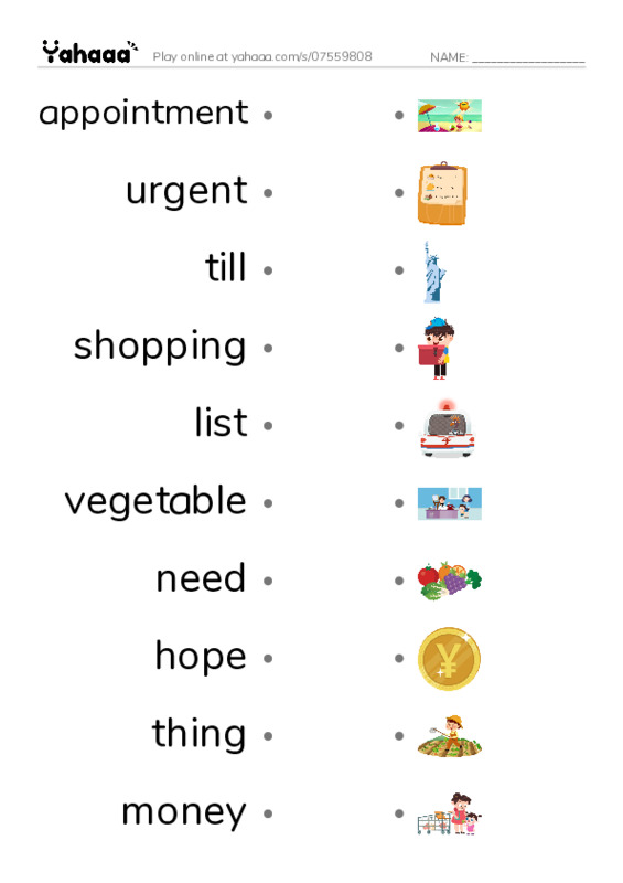 New Concept English Lesson 77-78 PDF link match words worksheet