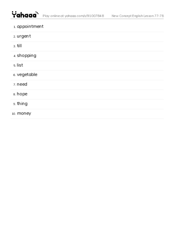 New Concept English Lesson 77-78 PDF words glossary