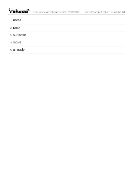 New Concept English Lesson 83-84 PDF words glossary
