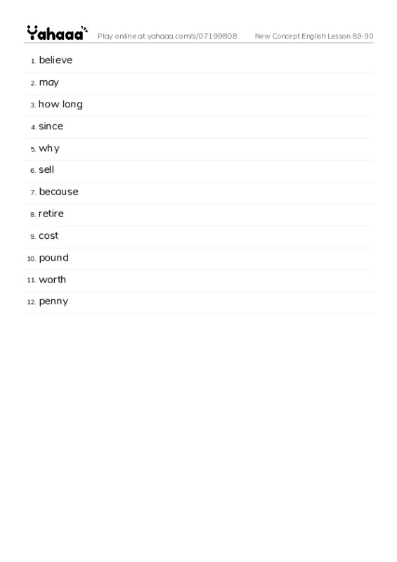 New Concept English Lesson 89-90 PDF words glossary