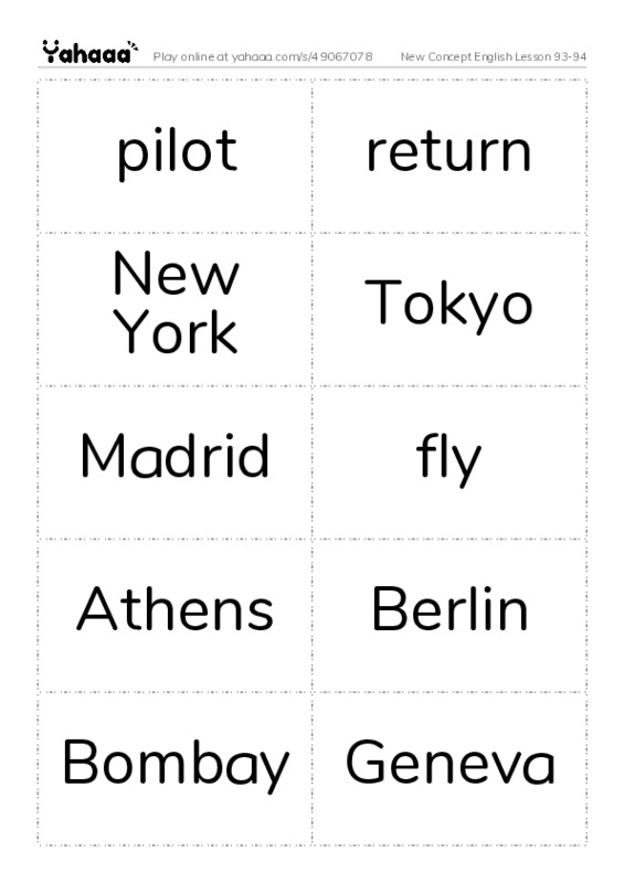 New Concept English Lesson 93-94 PDF two columns flashcards