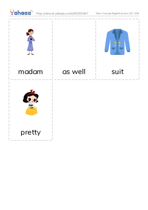 New Concept English Lesson 107-108 PDF flaschards with images