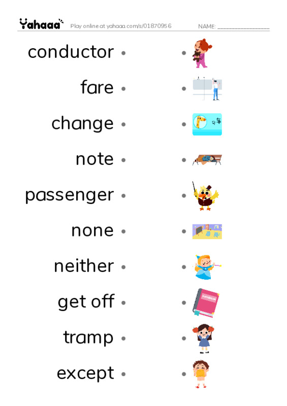 New Concept English Lesson 113-114 PDF link match words worksheet
