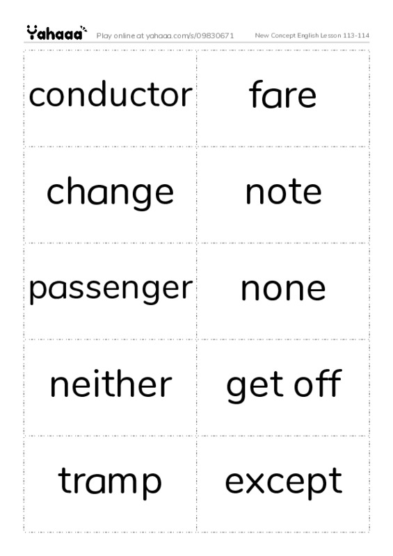 New Concept English Lesson 113-114 PDF two columns flashcards