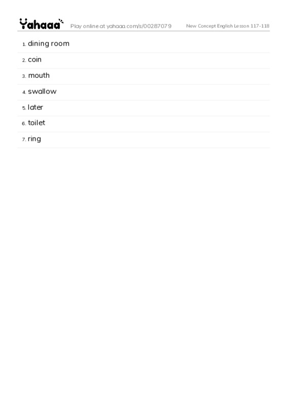 New Concept English Lesson 117-118 PDF words glossary