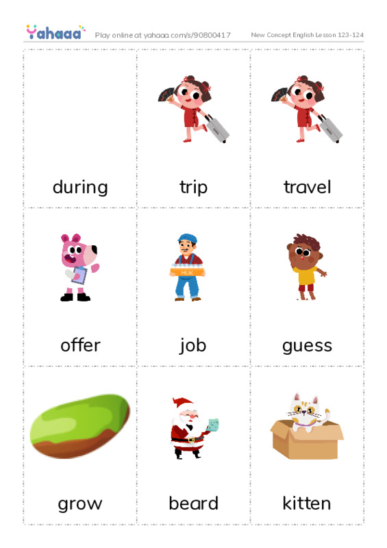 New Concept English Lesson 123-124 PDF flaschards with images