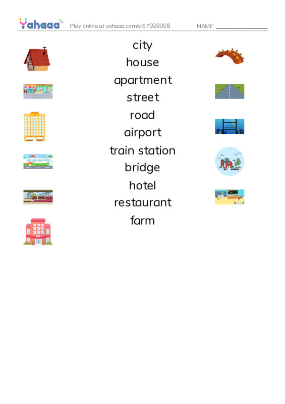 625 words to know in English: Location 1 PDF three columns match words