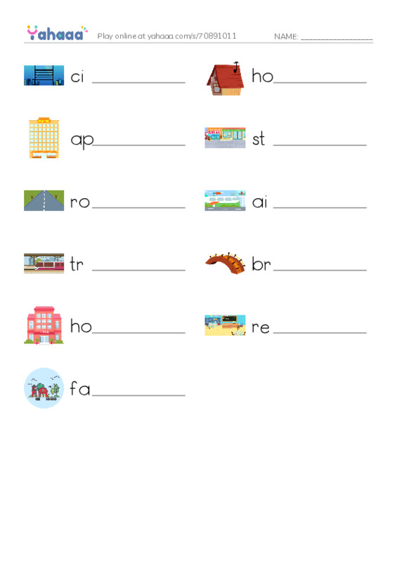 625 words to know in English: Location 1 PDF worksheet writing row