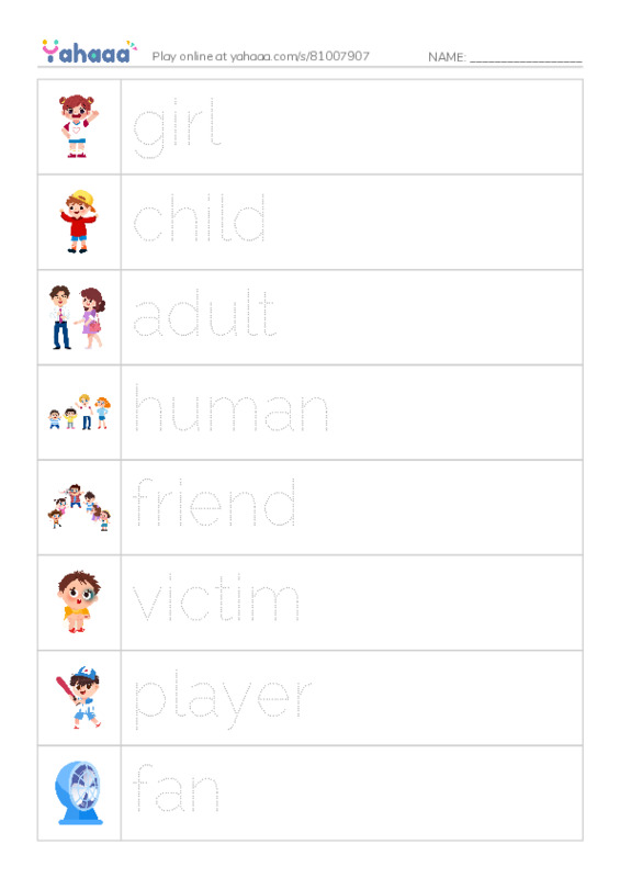625 words to know in English: People 3 PDF one column image words
