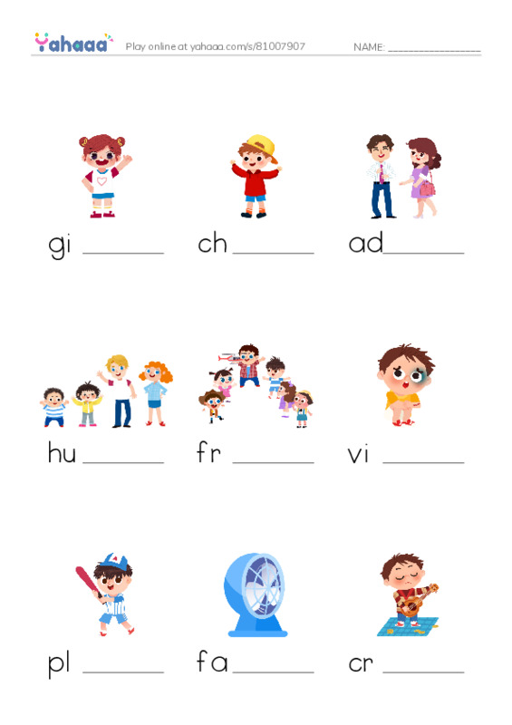 625 words to know in English: People 3 PDF worksheet to fill in words gaps