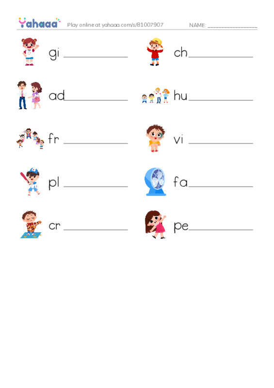 625 words to know in English: People 3 PDF worksheet writing row