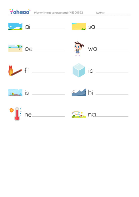 625 words to know in English: Nature 3 PDF worksheet writing row