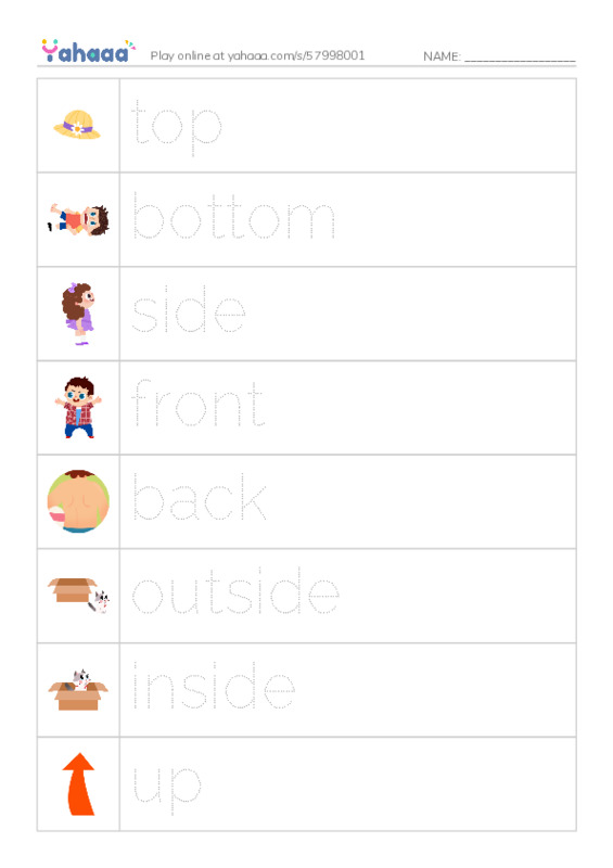 625 words to know in English: Directions 1 PDF one column image words