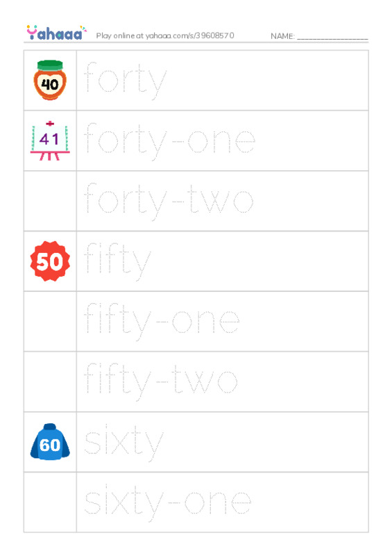 625 words to know in English: Numbers 3 PDF one column image words