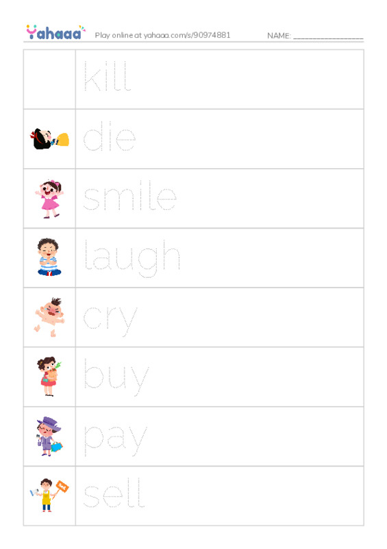 625 words to know in English: Verbs 2 PDF one column image words