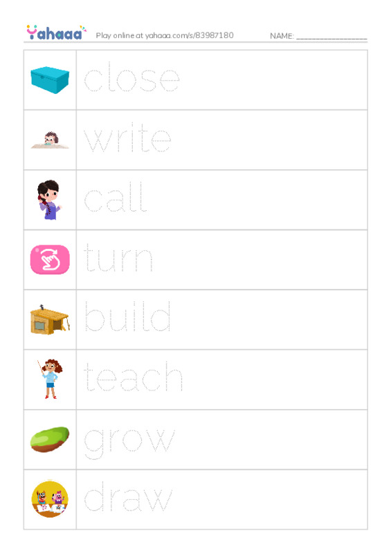 625 words to know in English: Verbs 5 PDF one column image words