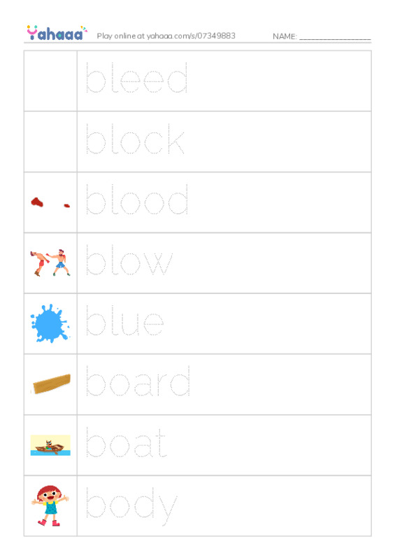 1000 basic English words: B 4 PDF one column image words