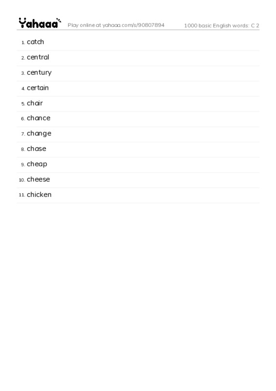 1000 basic English words: C 2 PDF words glossary