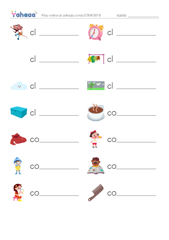 1000 basic English words: C 4 PDF worksheet writing row