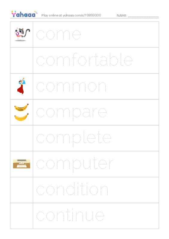 1000 basic English words: C 5 PDF one column image words