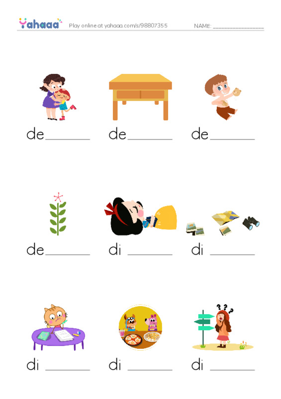 1000 basic English words: D 2 PDF worksheet to fill in words gaps