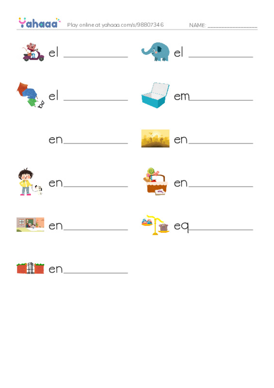 1000 basic English words: E 2 PDF worksheet writing row