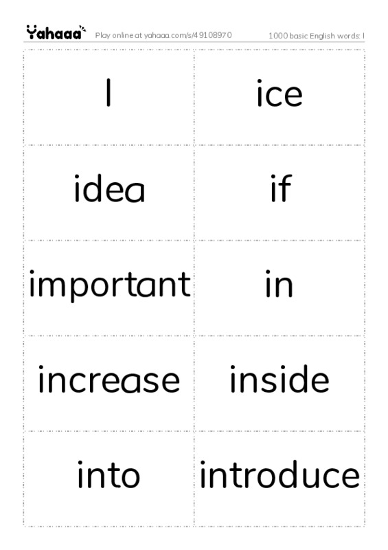 1000 basic English words: I PDF two columns flashcards