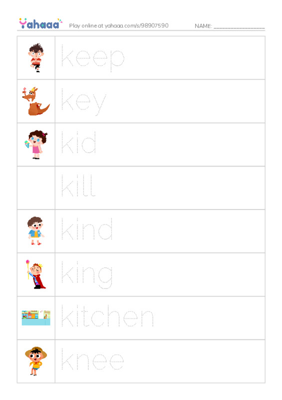 1000 basic English words: K PDF one column image words