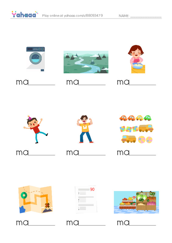 1000 basic English words: M 1 PDF worksheet to fill in words gaps