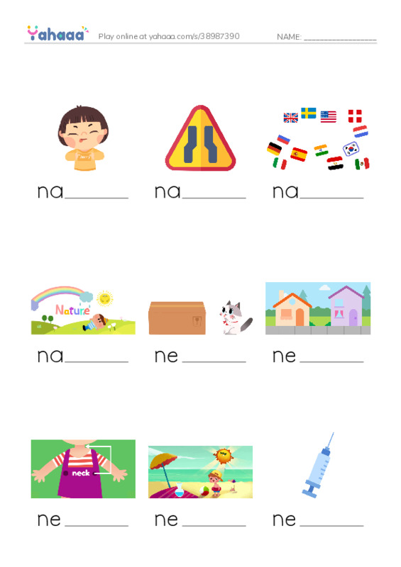 1000 basic English words: N 1 PDF worksheet to fill in words gaps