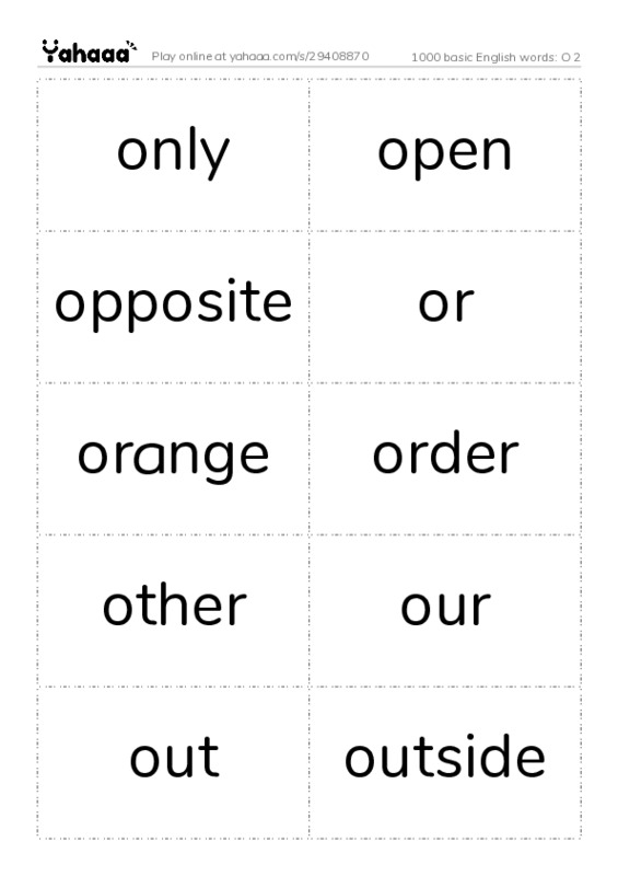 1000 basic English words: O 2 PDF two columns flashcards