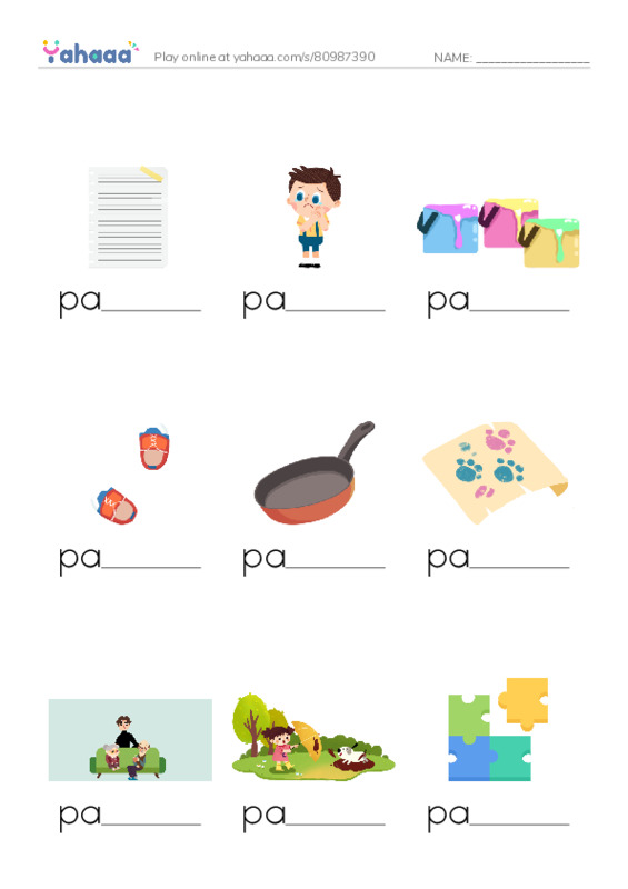 1000 basic English words: P 1 PDF worksheet to fill in words gaps