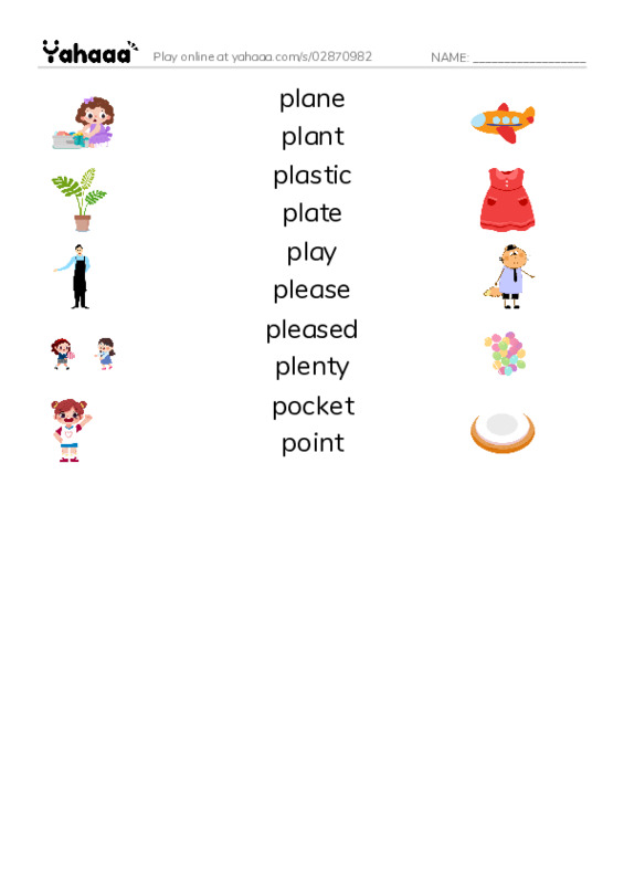 1000 basic English words: P 4 PDF three columns match words