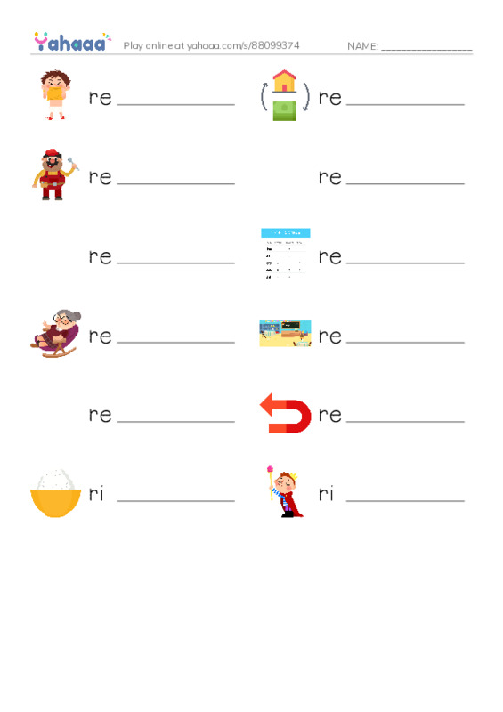 1000 basic English words: R 2 PDF worksheet writing row