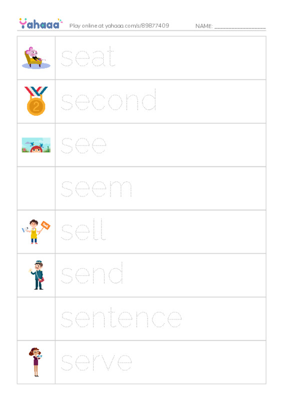 1000 basic English words: S 2 PDF one column image words