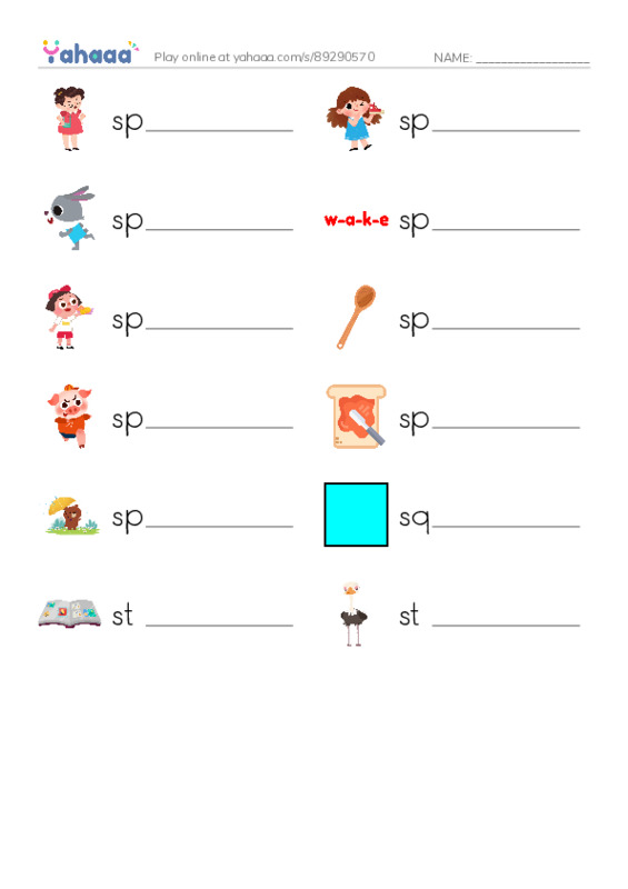 1000 basic English words: S 8 PDF worksheet writing row