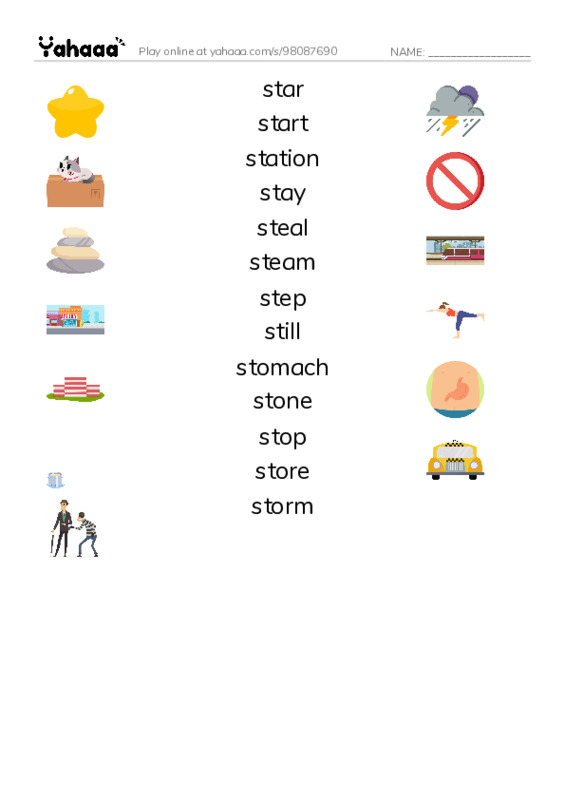1000 basic English words: S 9 PDF three columns match words