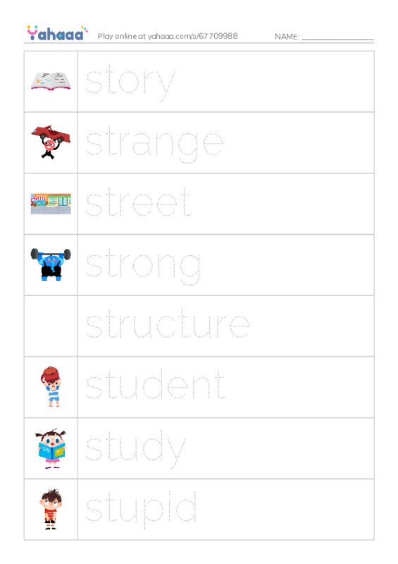 1000 basic English words: S 10 PDF one column image words