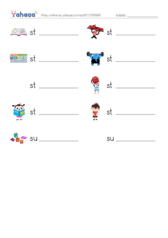 1000 basic English words: S 10 PDF worksheet writing row
