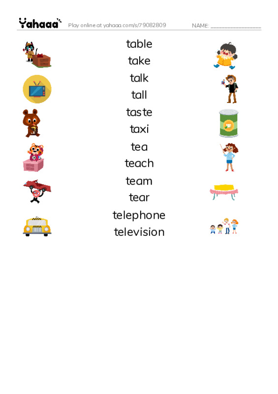 1000 basic English words: T 1 PDF three columns match words