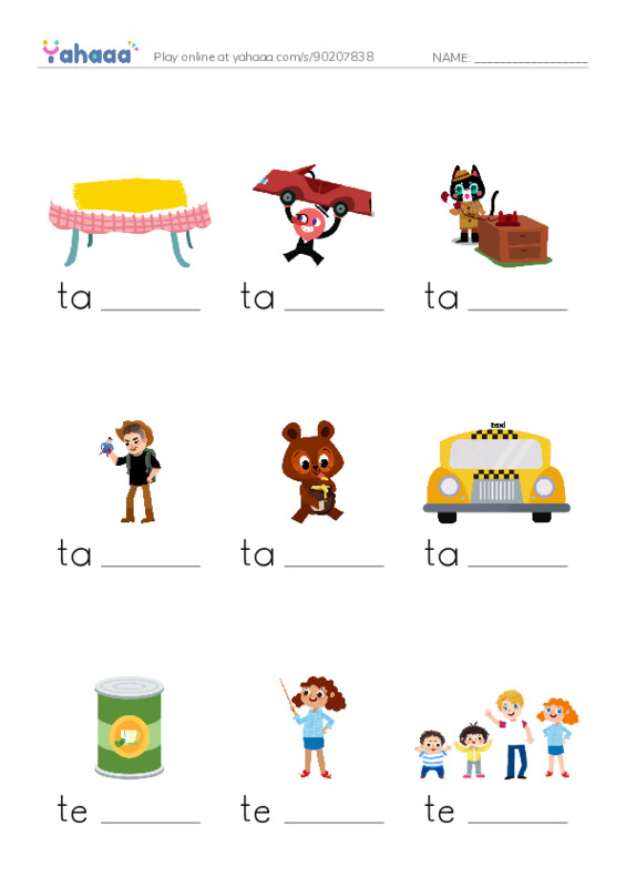 1000 basic English words: T 1 PDF worksheet to fill in words gaps
