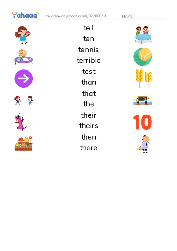 1000 basic English words: T 2 PDF three columns match words