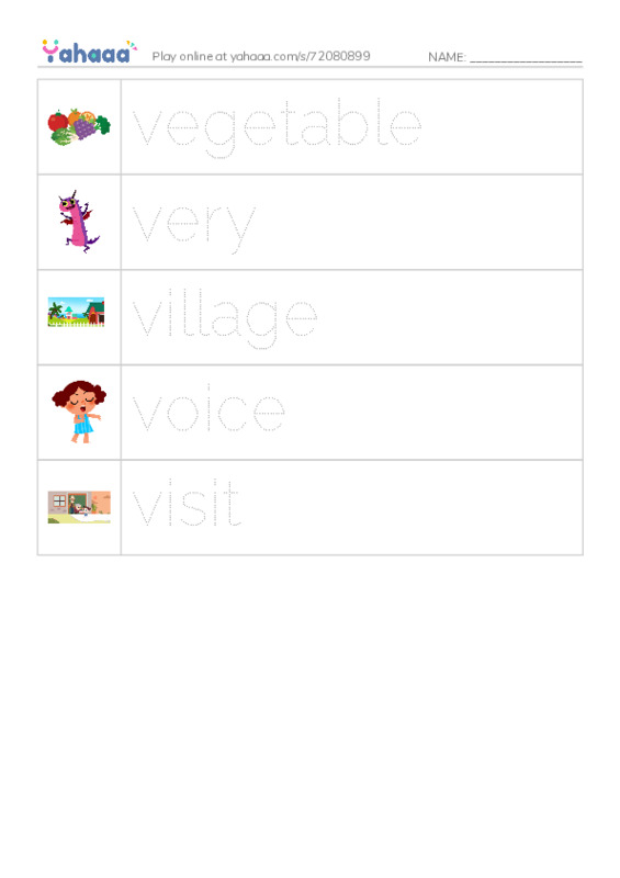 1000 basic English words: V PDF one column image words
