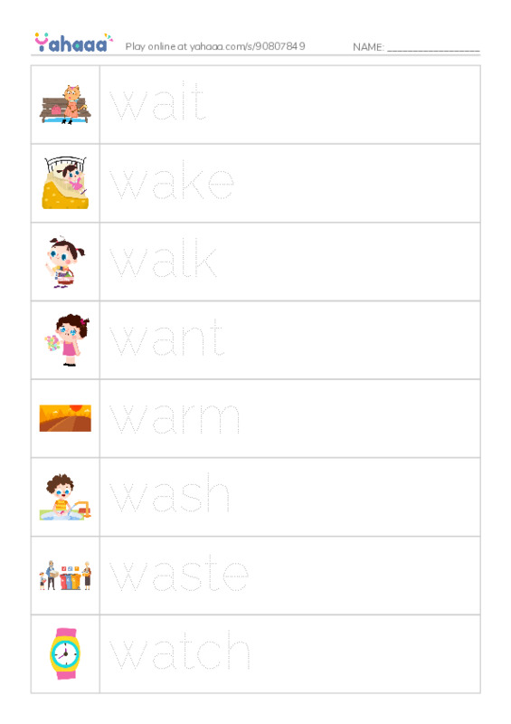 1000 basic English words: W 1 PDF one column image words