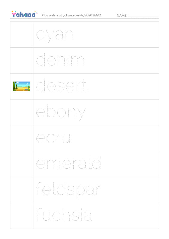 Common Adjectives in English: colors 4 PDF one column image words
