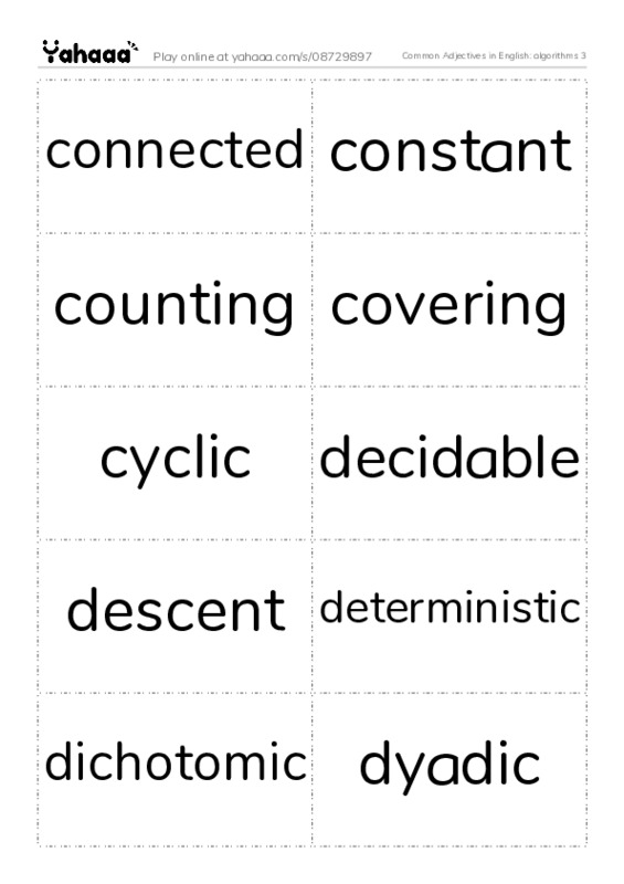 Common Adjectives in English: algorithms 3 PDF two columns flashcards