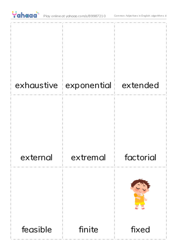 Common Adjectives in English: algorithms 4 PDF flaschards with images