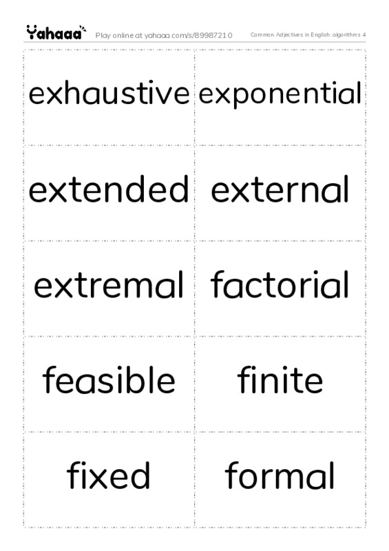 Common Adjectives in English: algorithms 4 PDF two columns flashcards